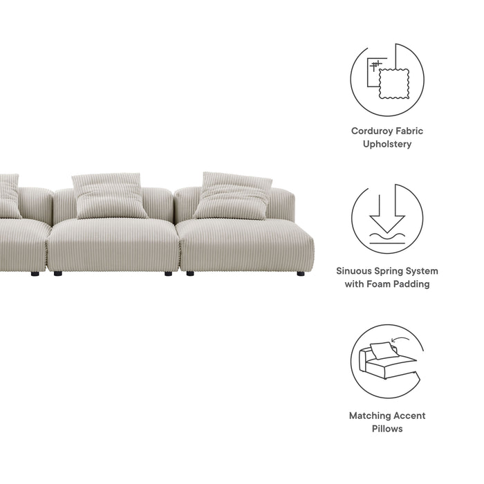 Solace 3-Piece Modular Corduroy Upholstered Sofa by Modway