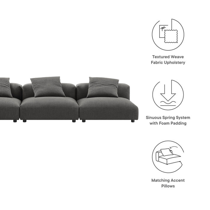 Solace 3-Piece Modular Upholstered Fabric Sofa by Modway