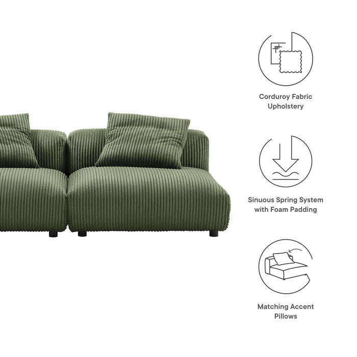 Solace 2-Piece Modular Corduroy Upholstered Sofa by Modway