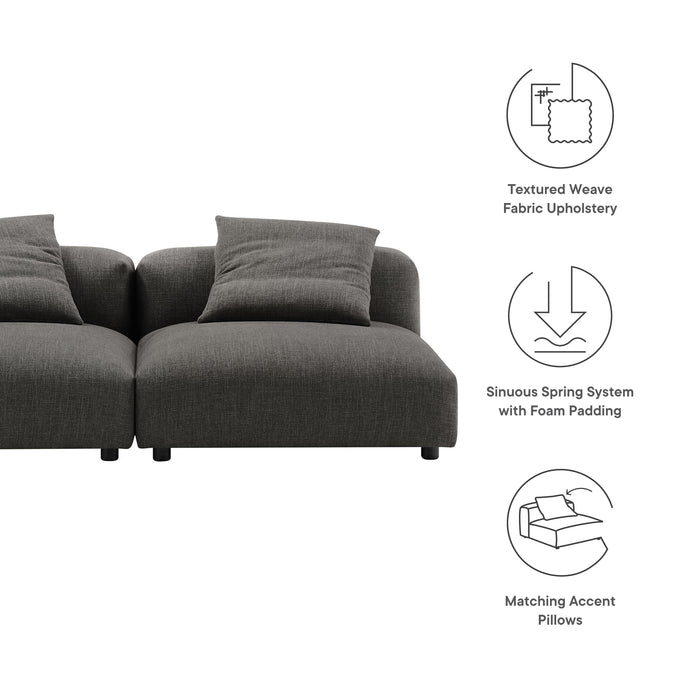 Solace 2-Piece Modular Upholstered Fabric Sofa by Modway