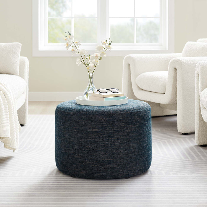 Callum Large 23" Round Woven Heathered Fabric Upholstered Ottoman by Modway