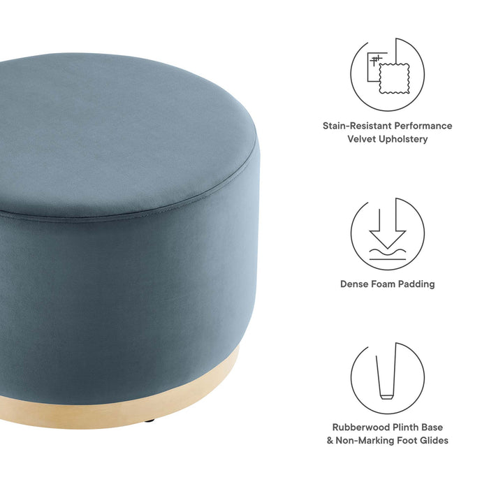 Tilden Large 23" Round Performance Velvet Upholstered Ottoman by Modway