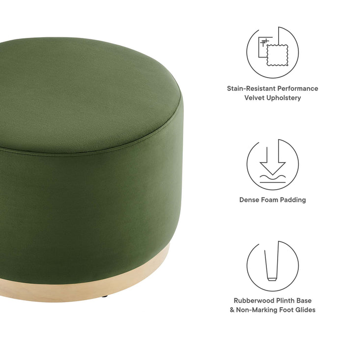 Tilden Large 23" Round Performance Velvet Upholstered Ottoman by Modway