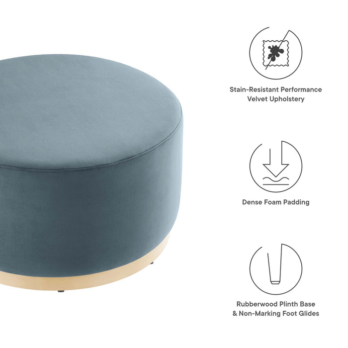 Tilden Large 29" Round Performance Velvet Upholstered Ottoman by Modway