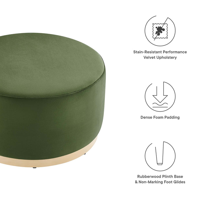 Tilden Large 29" Round Performance Velvet Upholstered Ottoman by Modway