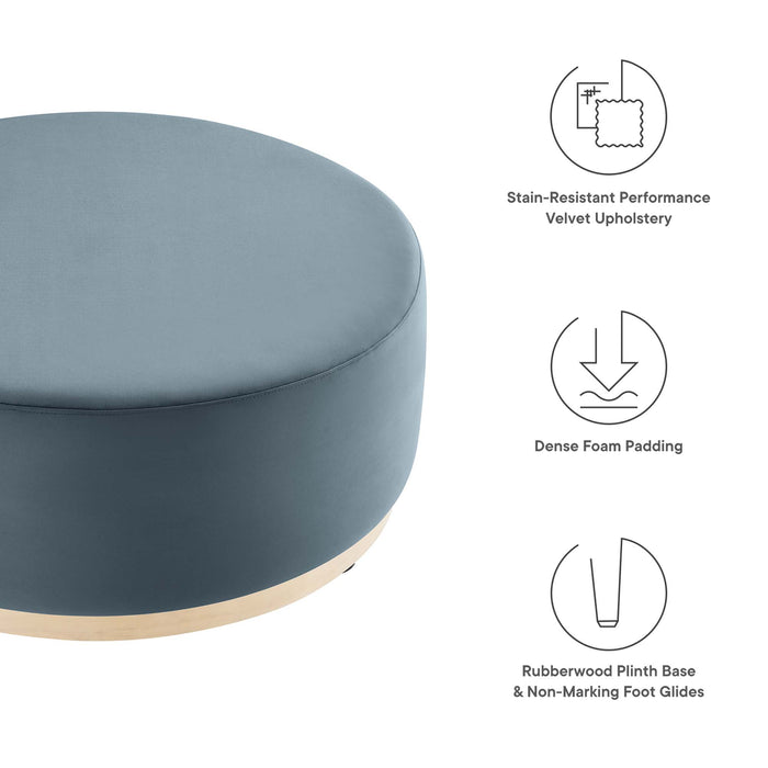 Tilden Large 38" Round Performance Velvet Upholstered Ottoman by Modway