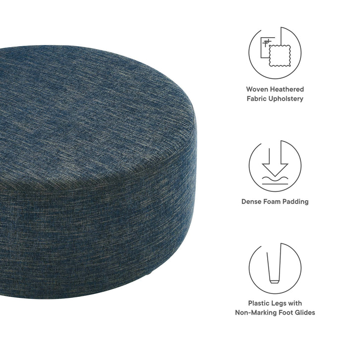 Callum Large 38" Round Woven Heathered Fabric Upholstered Ottoman by Modway