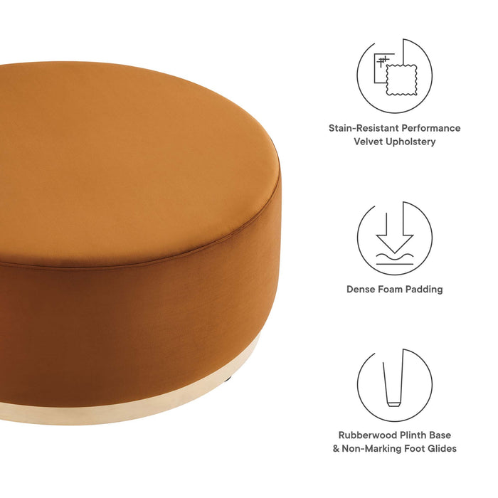 Tilden Large 38" Round Performance Velvet Upholstered Ottoman by Modway