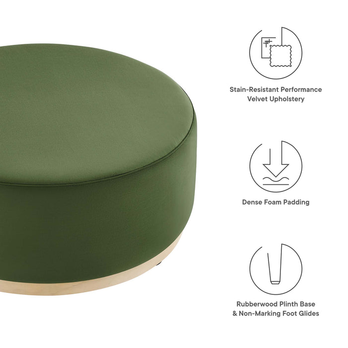 Tilden Large 38" Round Performance Velvet Upholstered Ottoman by Modway