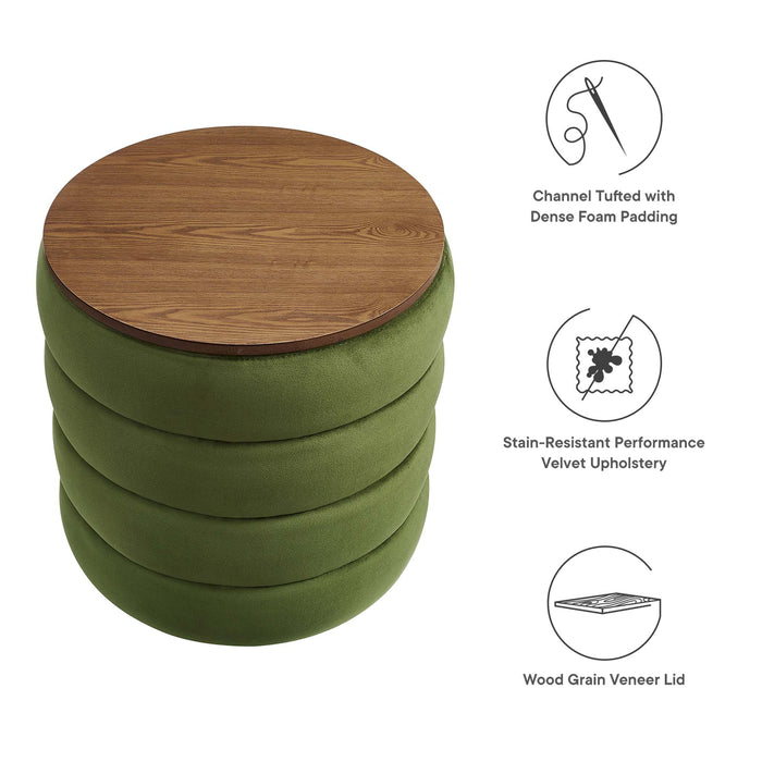 Mezzo Round Performance Velvet Storage Ottoman by Modway