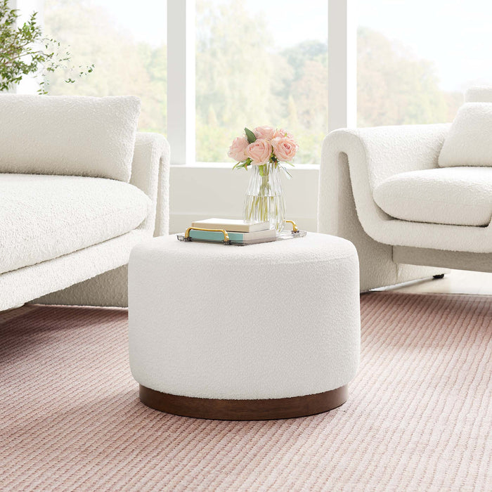 Tilden Large 23" Round Boucle Upholstered Upholstered Ottoman by Modway