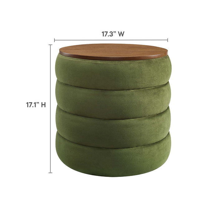 Mezzo Round Performance Velvet Storage Ottoman by Modway