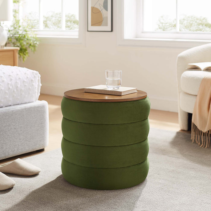 Mezzo Round Performance Velvet Storage Ottoman by Modway