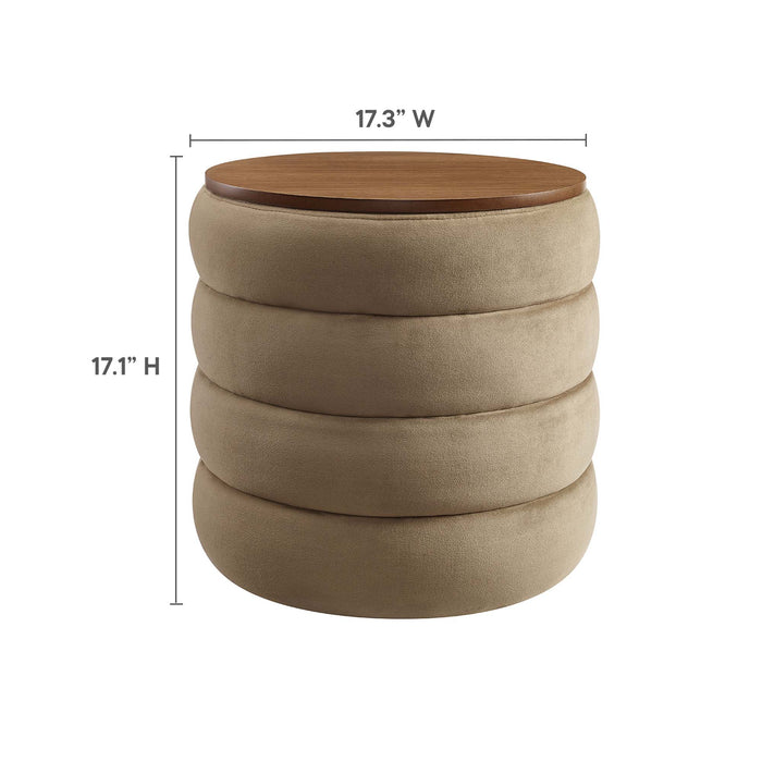 Mezzo Round Performance Velvet Storage Ottoman by Modway