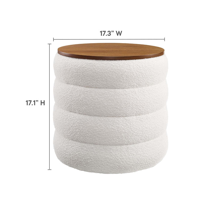 Mezzo Round Boucle Fabric Storage Ottoman by Modway