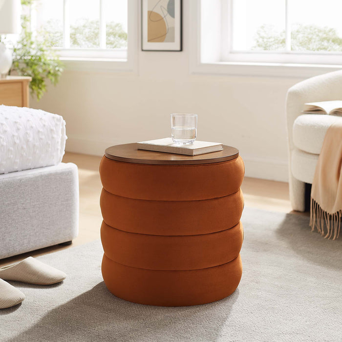 Mezzo Round Performance Velvet Storage Ottoman by Modway