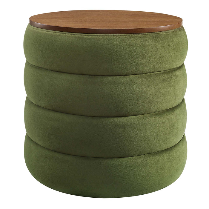 Mezzo Round Performance Velvet Storage Ottoman by Modway