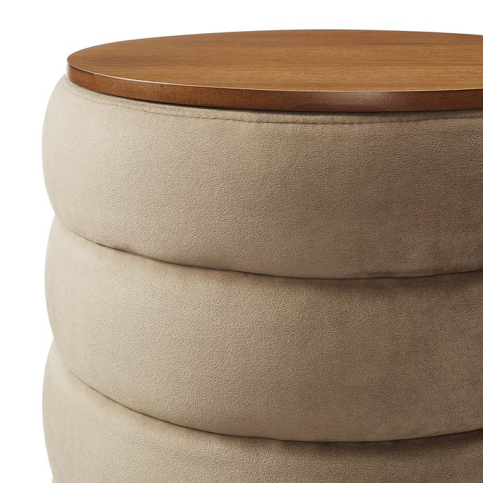 Mezzo Round Performance Velvet Storage Ottoman by Modway