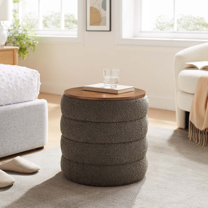 Mezzo Round Boucle Fabric Storage Ottoman by Modway