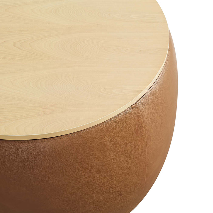 Perla Round Vegan Leather Storage Ottoman by Modway