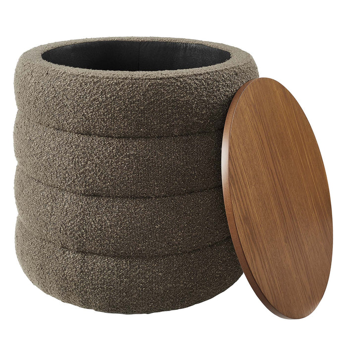 Mezzo Round Boucle Fabric Storage Ottoman by Modway