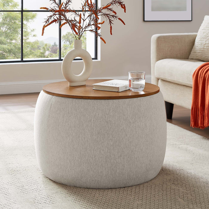 Perla Woven Heathered Fabric Upholstered Storage Ottoman by Modway