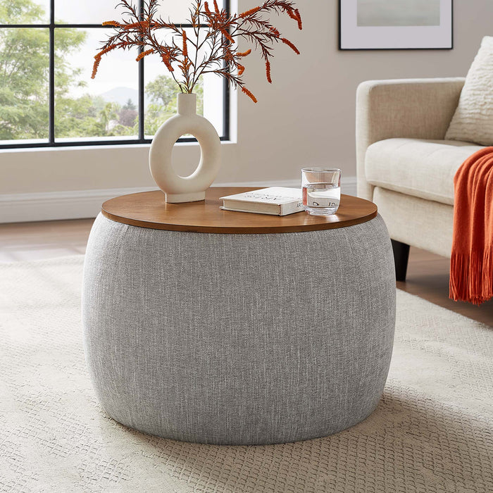 Perla Woven Heathered Fabric Upholstered Storage Ottoman by Modway