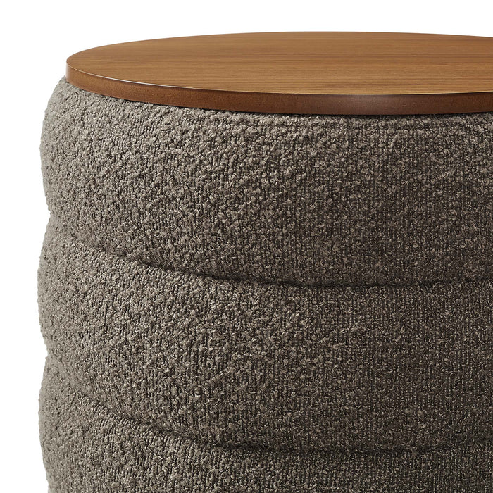 Mezzo Round Boucle Fabric Storage Ottoman by Modway