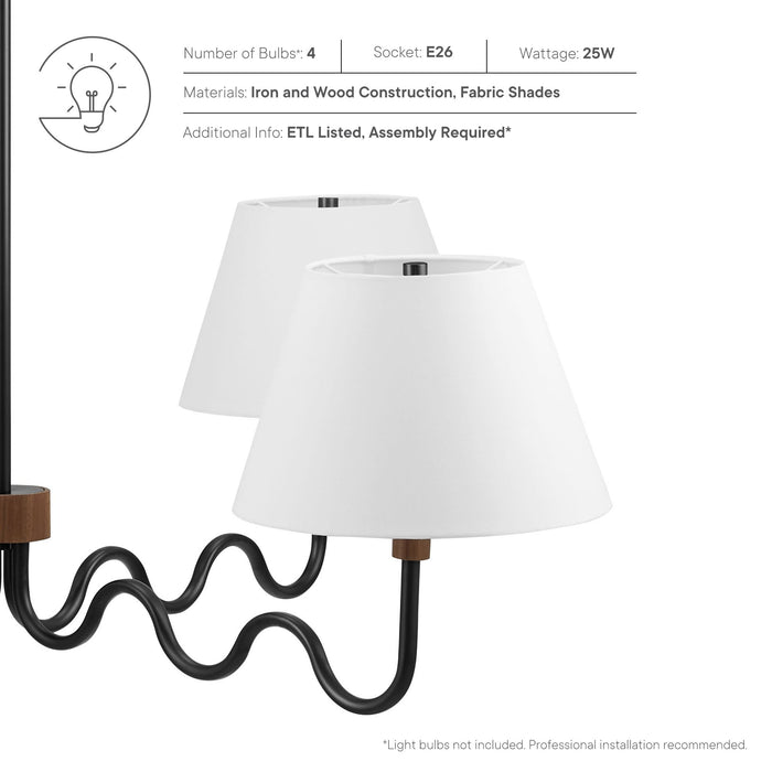 Sunlit Squiggle 4-Arm Pendant Light by Modway