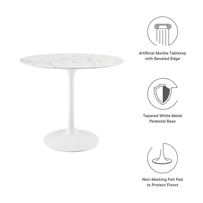 Lippa 36" Round Artificial Marble Dining Table by Modway