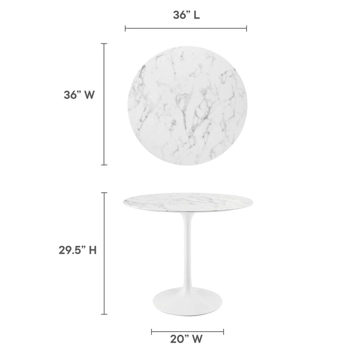 Lippa 36" Round Artificial Marble Dining Table by Modway