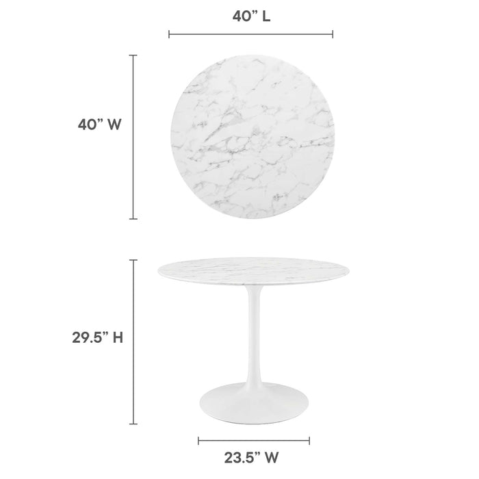 Lippa 40" Round Artificial Marble Dining Table by Modway