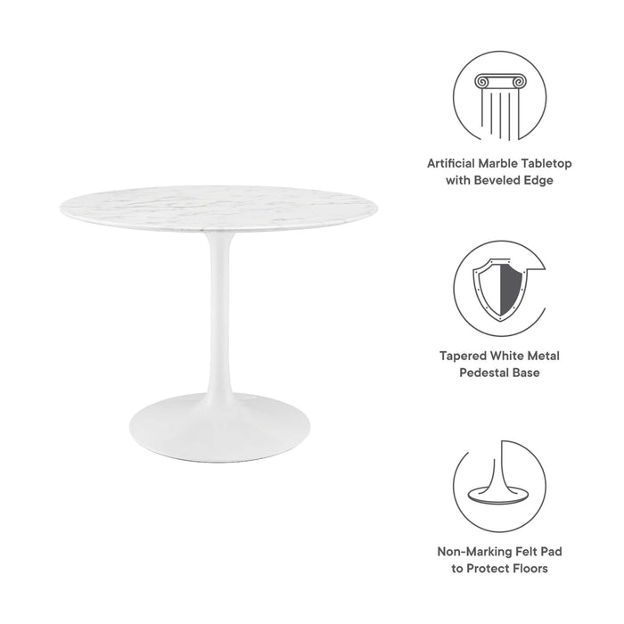 Lippa 40" Round Artificial Marble Dining Table by Modway