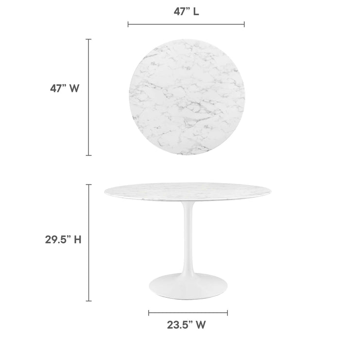 Lippa 48" Round Artificial Marble Dining Table by Modway