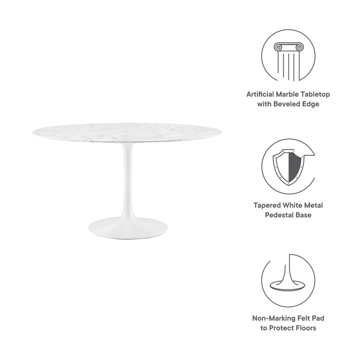 Lippa 48" Round Artificial Marble Dining Table by Modway