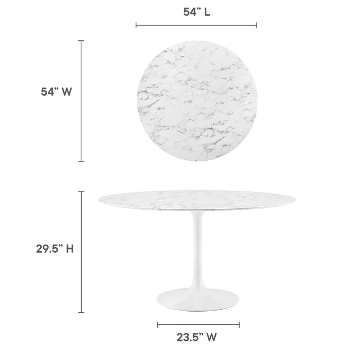 Lippa 54" Round Artificial Marble Dining Table by Modway