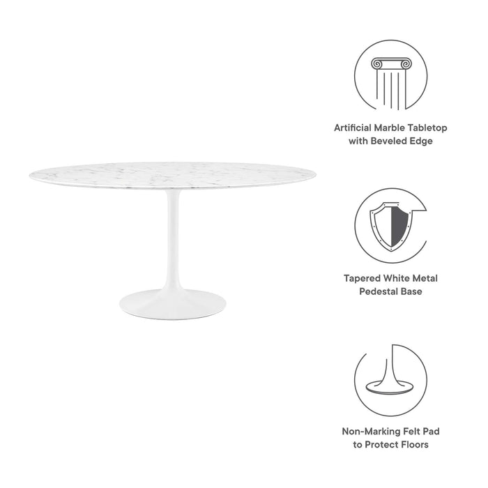 Lippa 60" Round Artificial Marble Dining Table by Modway