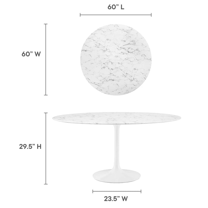 Lippa 60" Round Artificial Marble Dining Table by Modway