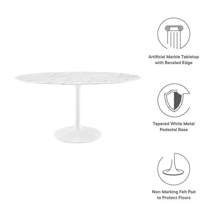 Lippa 60" Oval Artificial Marble Dining Table by Modway