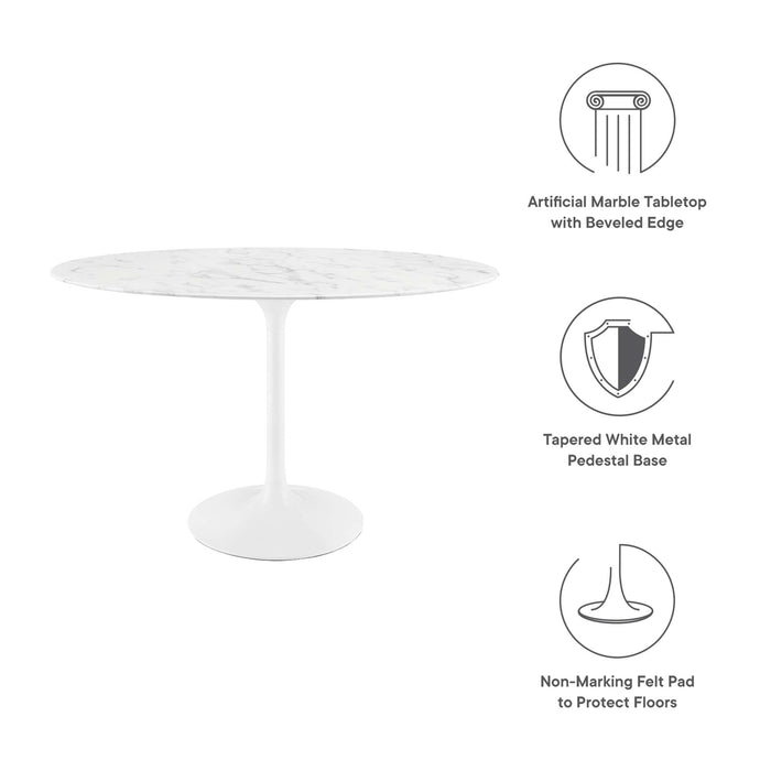 Lippa 48" Oval Artificial Marble Dining Table by Modway