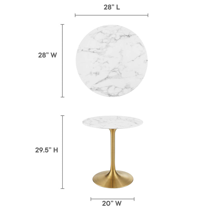 Lippa 28" Round Artificial Marble Dining Table by Modway