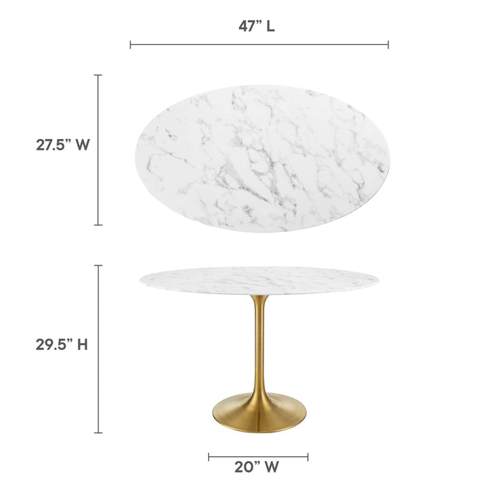 Lippa 48" Oval Artificial Marble Dining Table by Modway