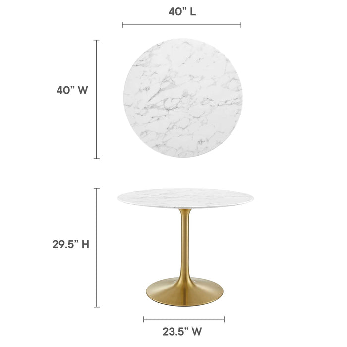 Lippa 40" Round Artificial Marble Dining Table by Modway