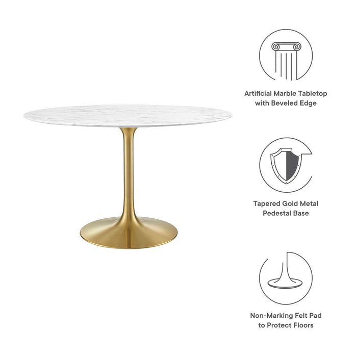 Lippa 48" Round Artificial Marble Dining Table by Modway