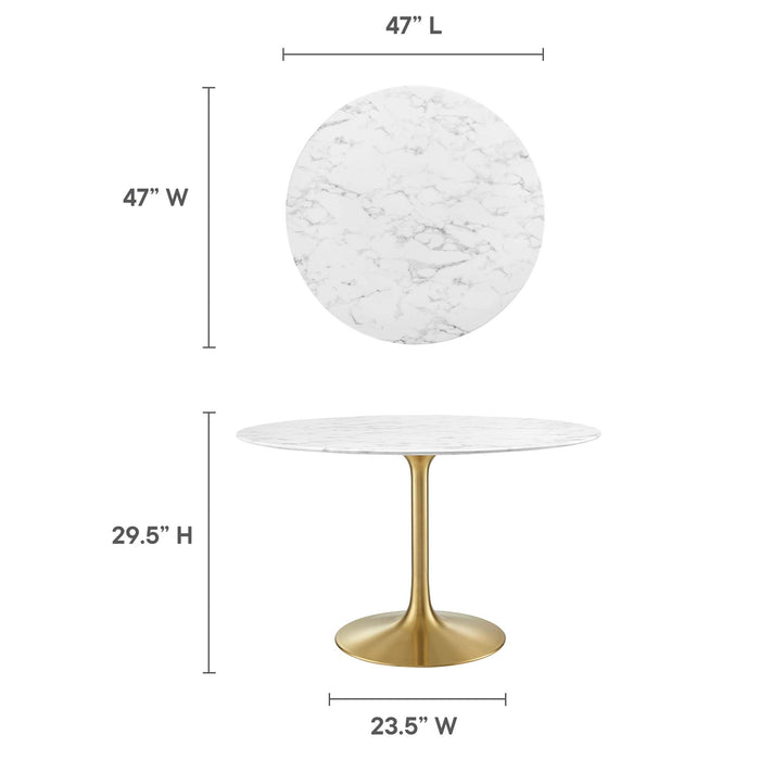 Lippa 48" Round Artificial Marble Dining Table by Modway