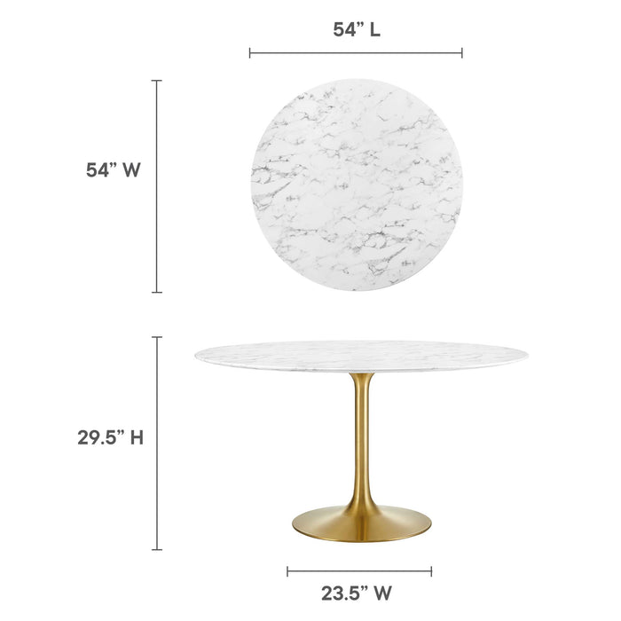 Lippa 54" Round Artificial Marble Dining Table by Modway