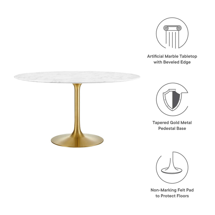 Lippa 54" Round Artificial Marble Dining Table by Modway