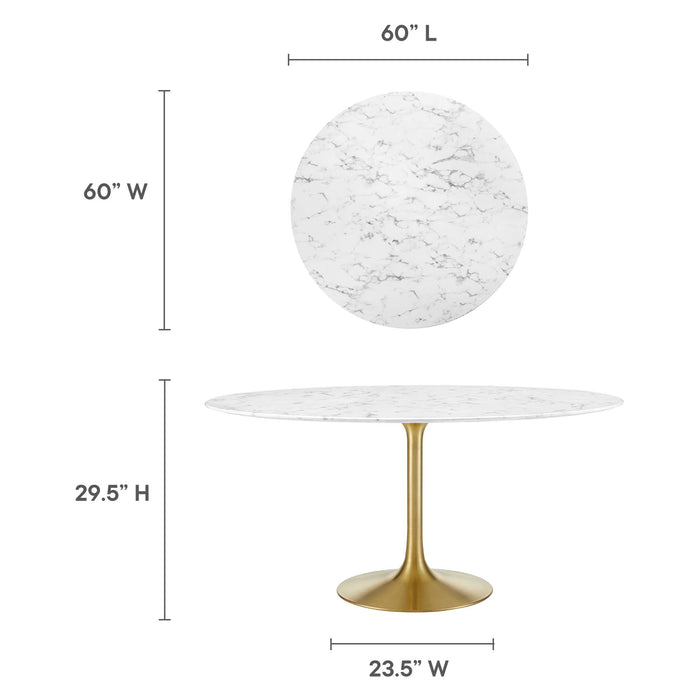 Lippa 60" Round Artificial Marble Dining Table by Modway