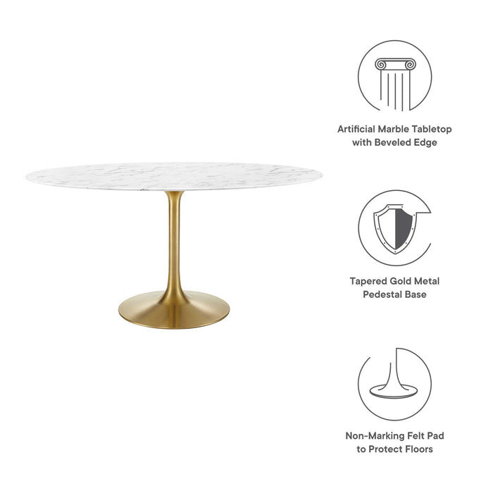 Lippa 60" Oval Artificial Marble Dining Table by Modway