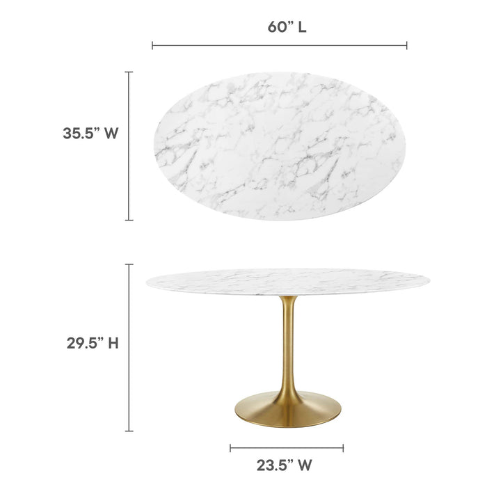 Lippa 60" Oval Artificial Marble Dining Table by Modway